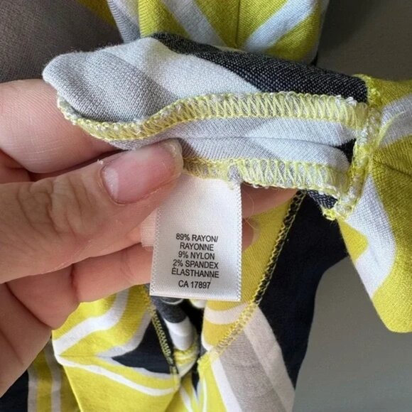 Banana Republic Milly Dress Lime Green/Yellow Ponte Knit Chevron Striped Sz 2 - Picture 2 of 9